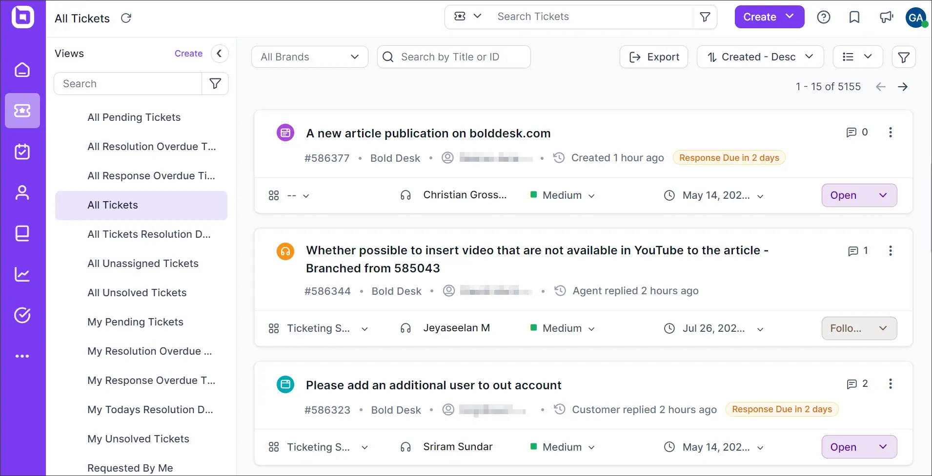 BoldDesk's Ticketing System