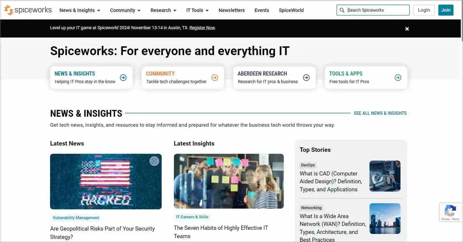 Spiceworks Home Page